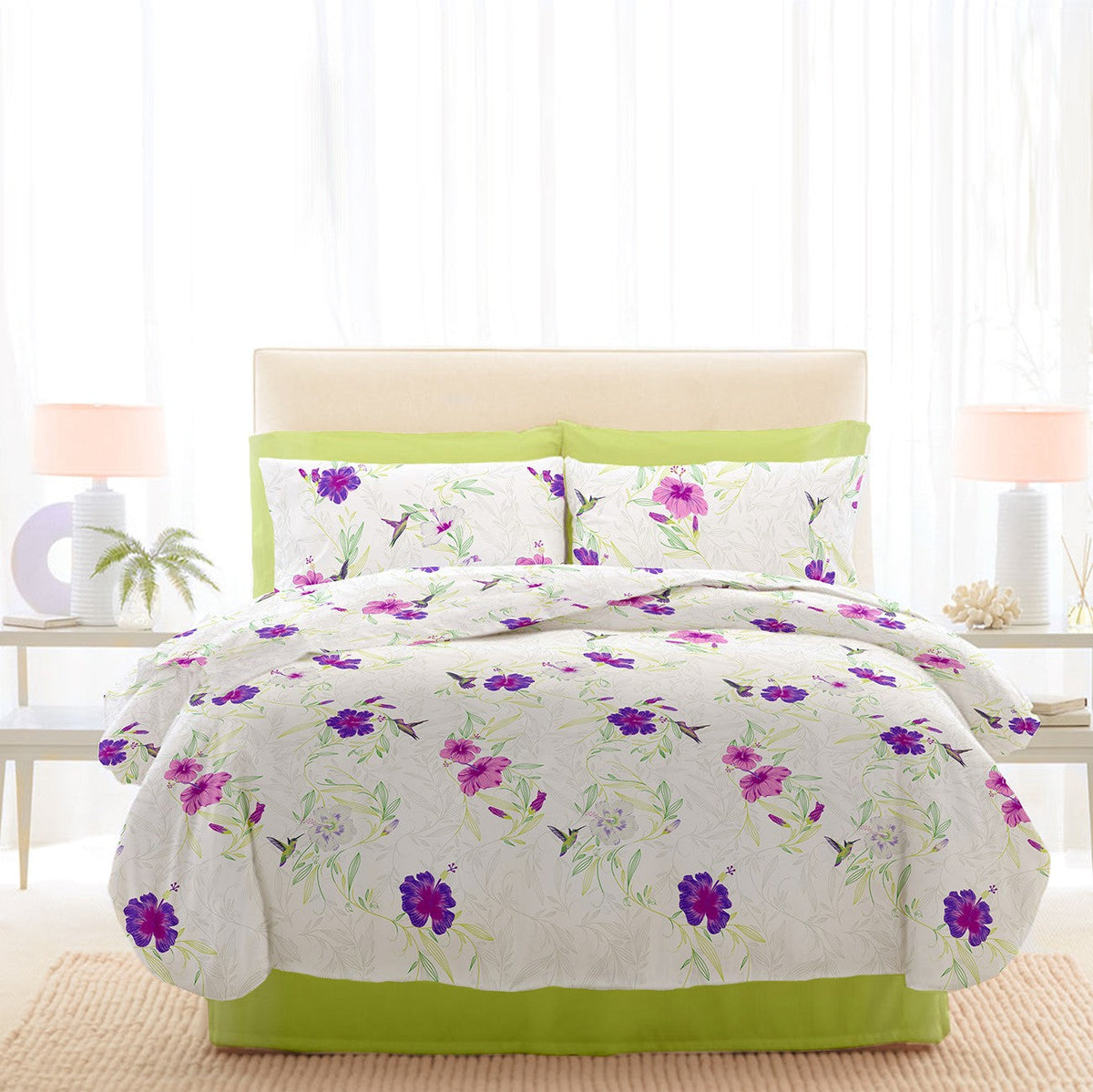 Lenjerie pat Renforce RIU Rosemallow-03 Lime