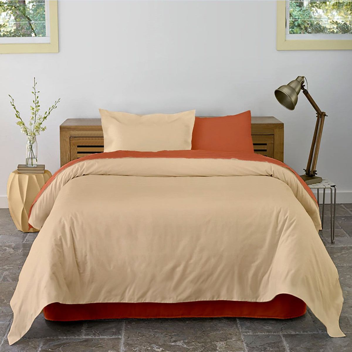 Lenjerie pat Renforce Pumpkin & Honey Peach