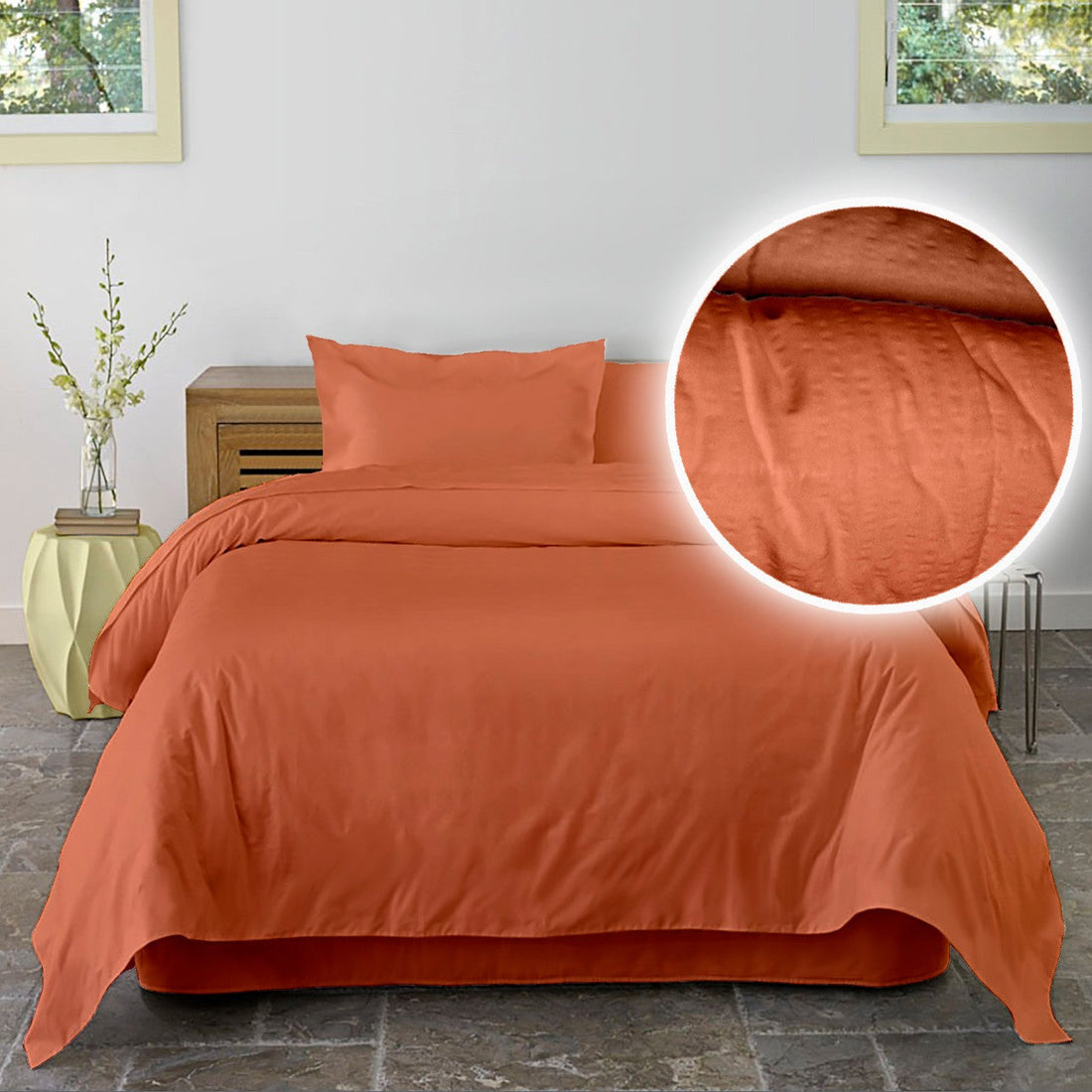 Lenjerie pat Crepe uni Pumpkin