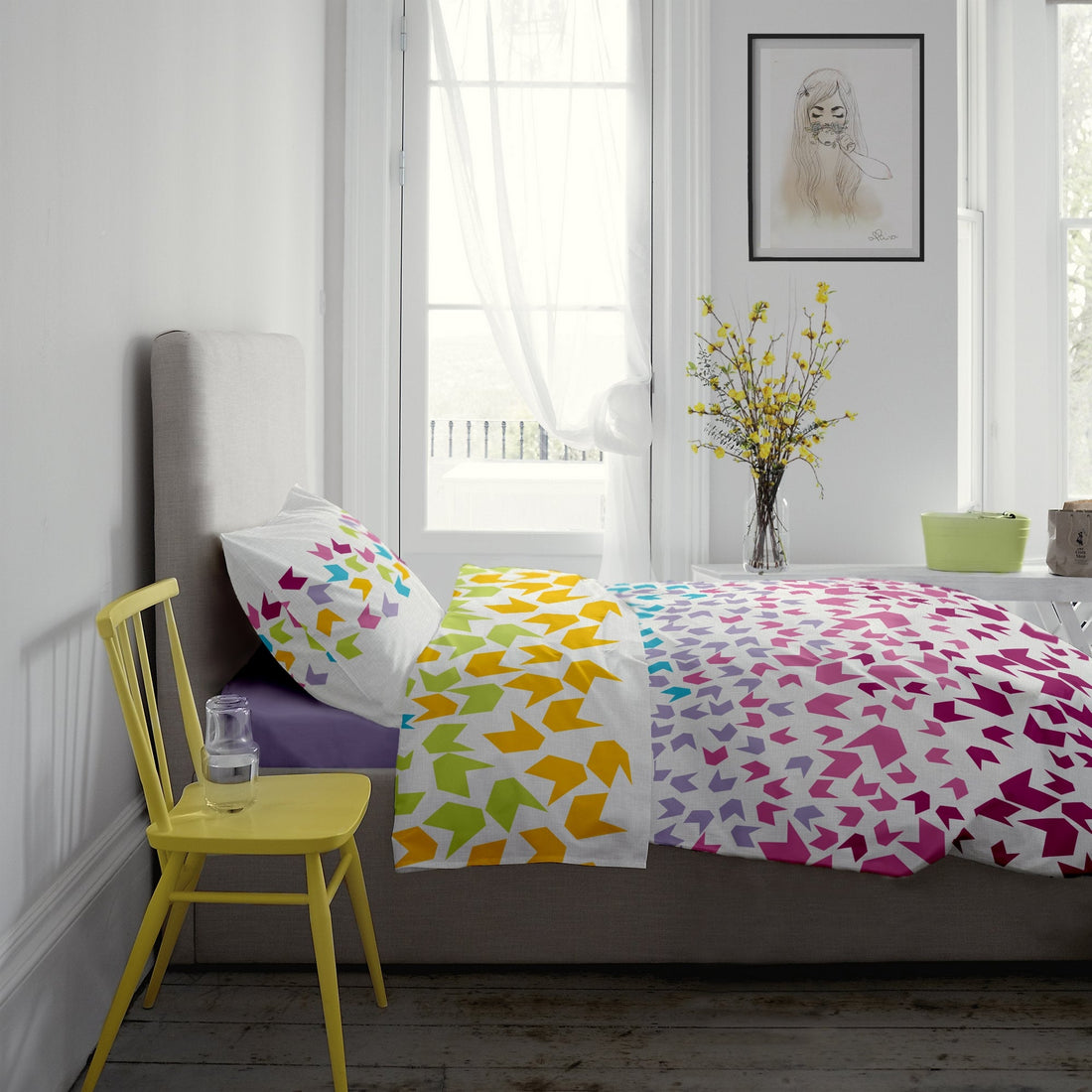 Lenjerie pat Renforce desen Loving Matisse v.1 Lila-Bumbac 100%