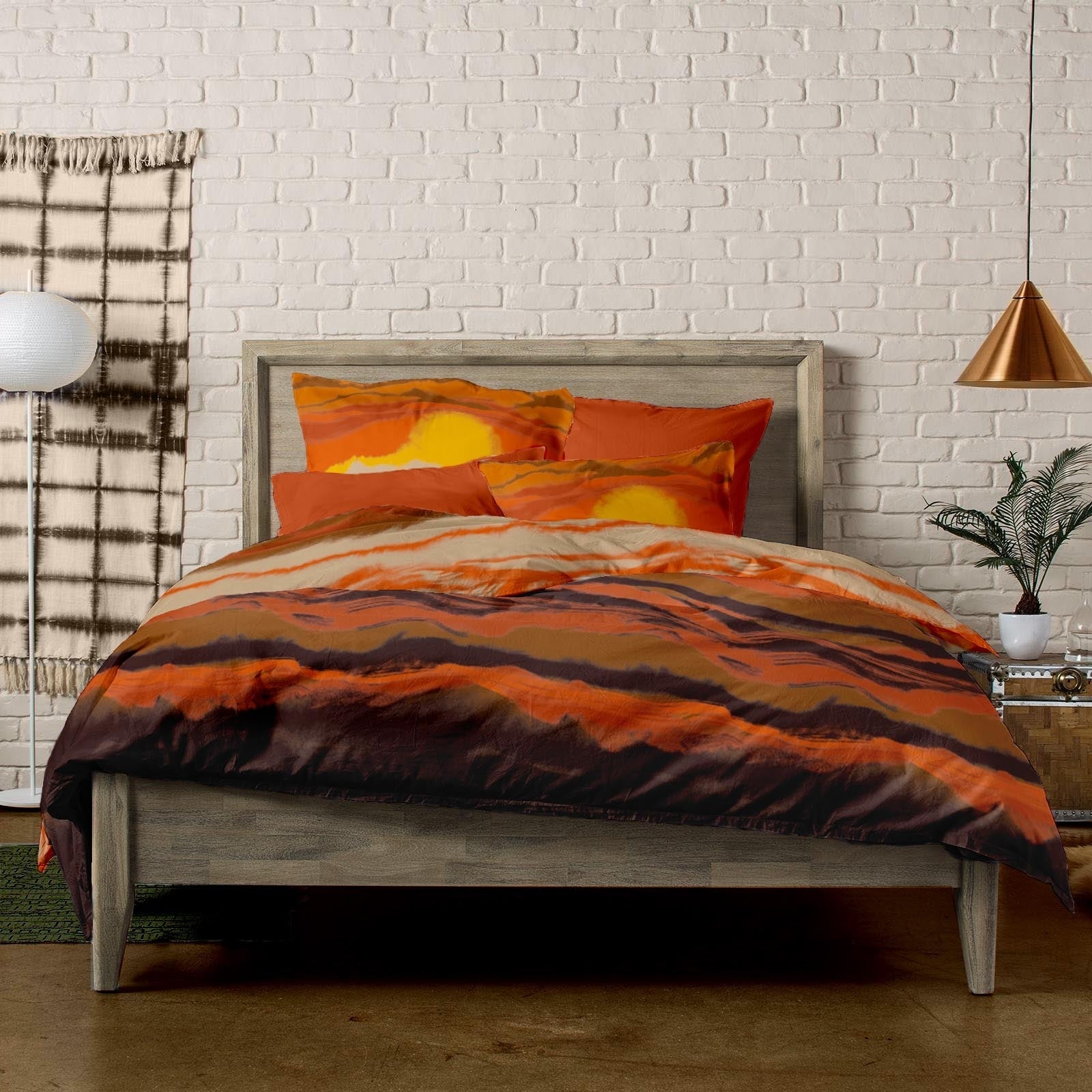 Lenjerie pat Renforce desen SUNSET+unicolor