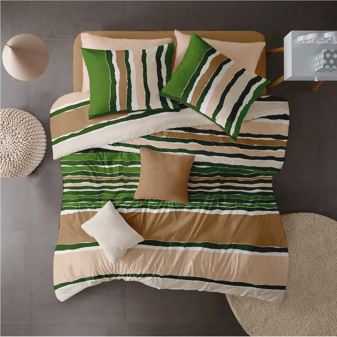 Lenjerie pat 100% bumbac Creponat, desen VIBE V1, cod CIU