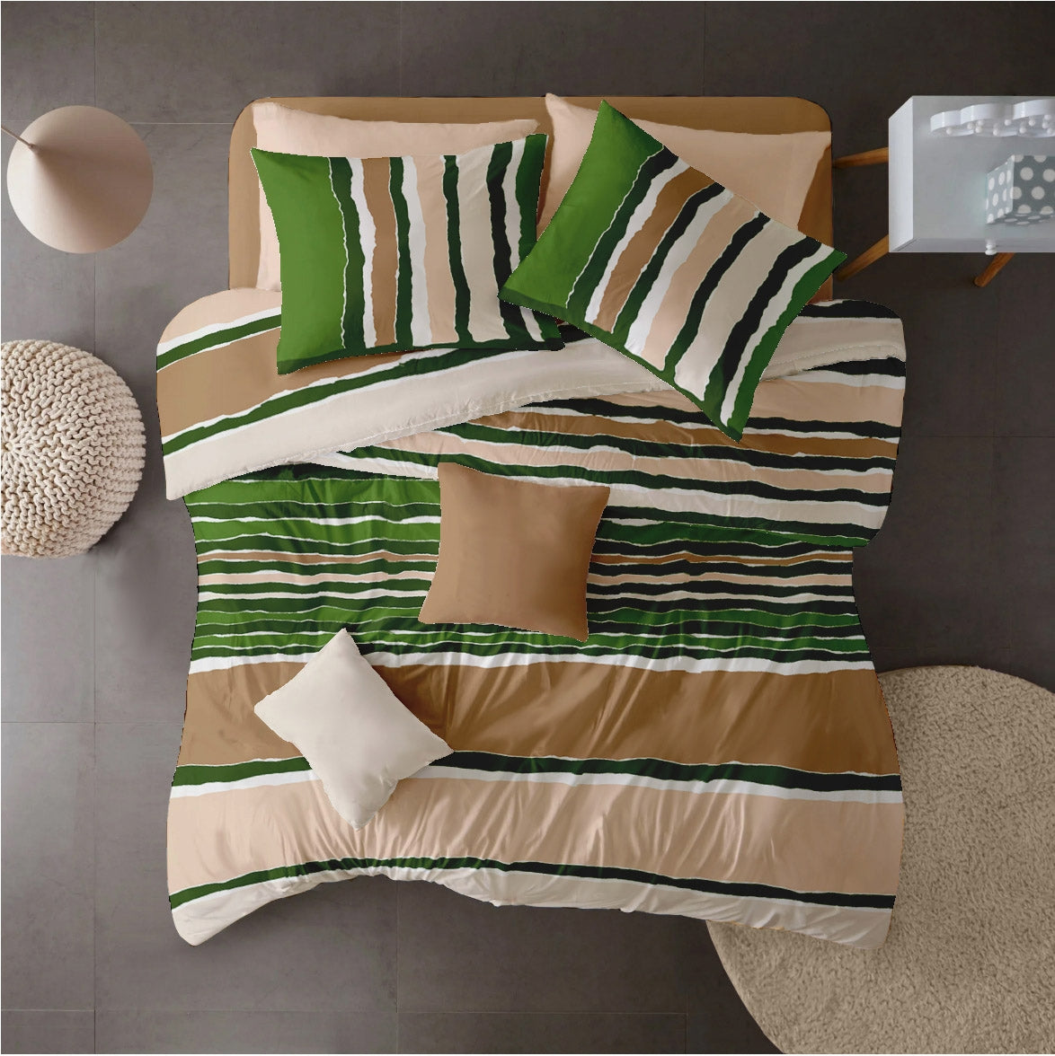 Lenjerie pat 100% bumbac Creponat, desen VIBE V1, cod CIU