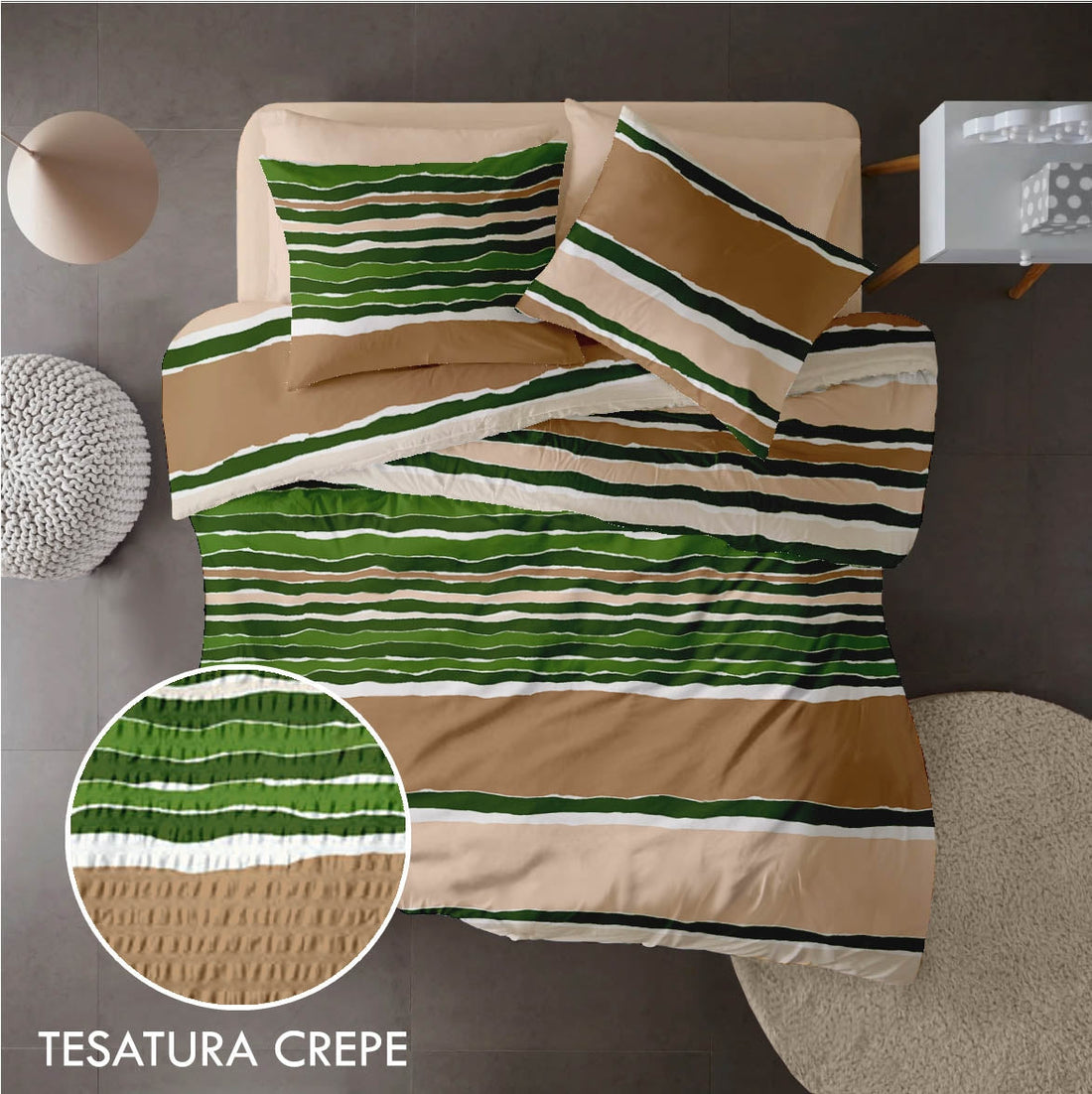 Lenjerie pat 100% bumbac Creponat, desen VIBE V1, cod CIU