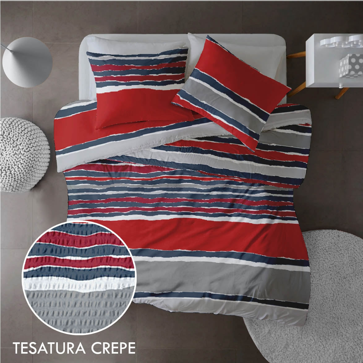Lenjerie pat 100% bumbac Creponat, desen VIBE V2, cod CIU