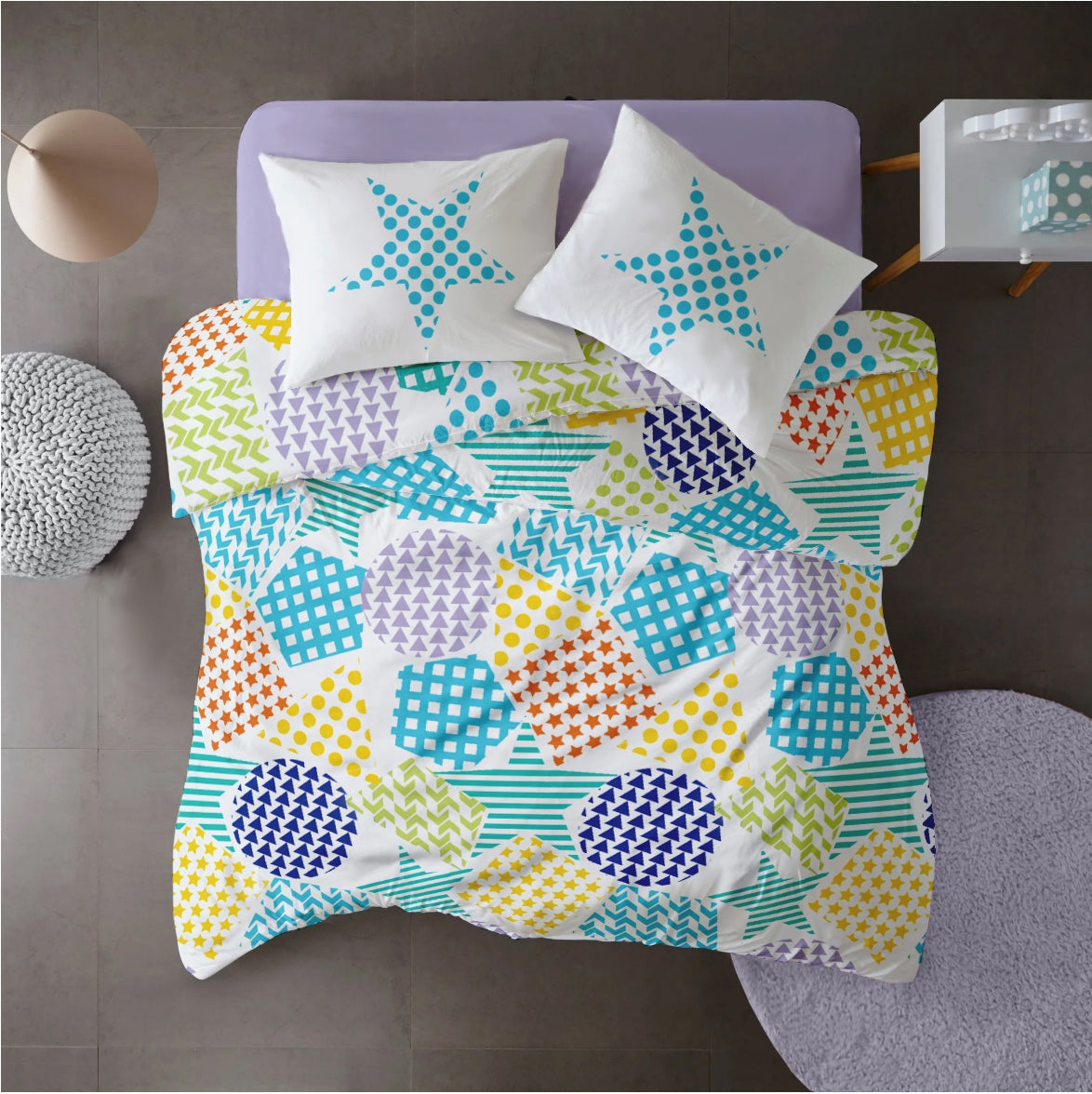Lenjerie pat Renforce 100% bumbac, desen PLAYGROUND V2