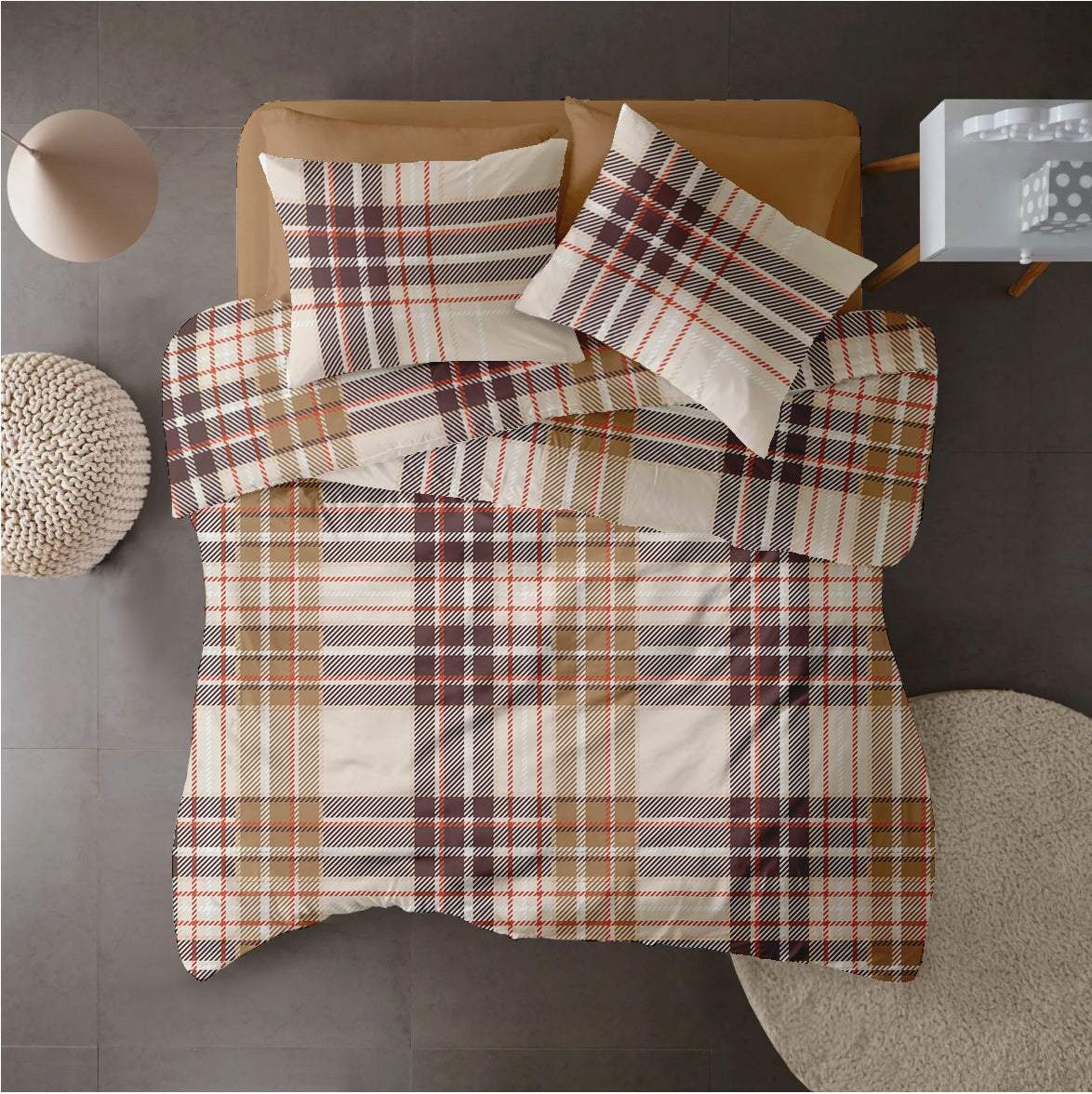 Lenjerie pat Renforce 100% bumbac, desen PLAID V1, cod RIU