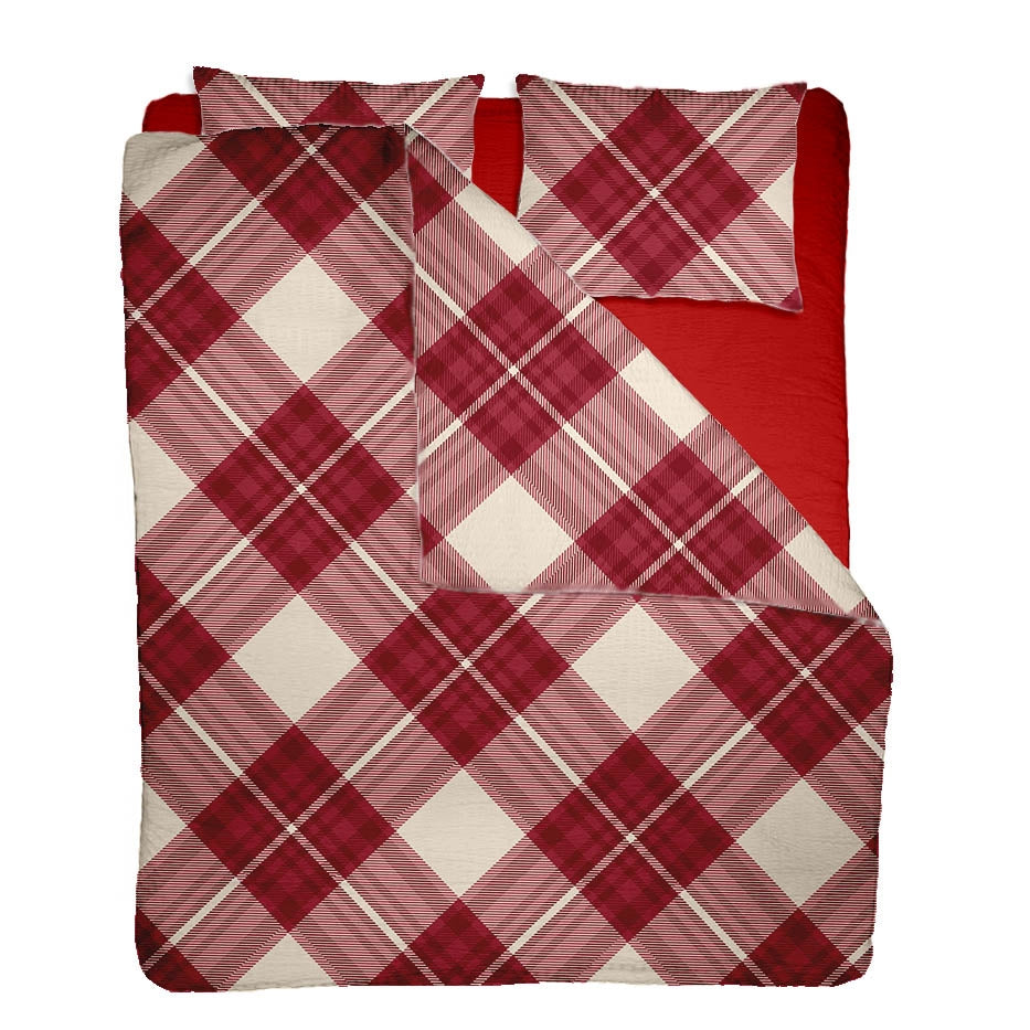 Lenjerie pat 100% bumbac Creponat, desen SCOTTISH V4