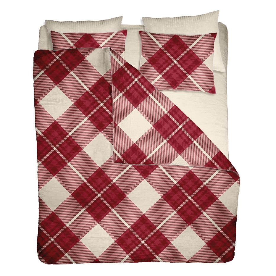 Lenjerie pat 100% bumbac Creponat, desen SCOTTISH V4