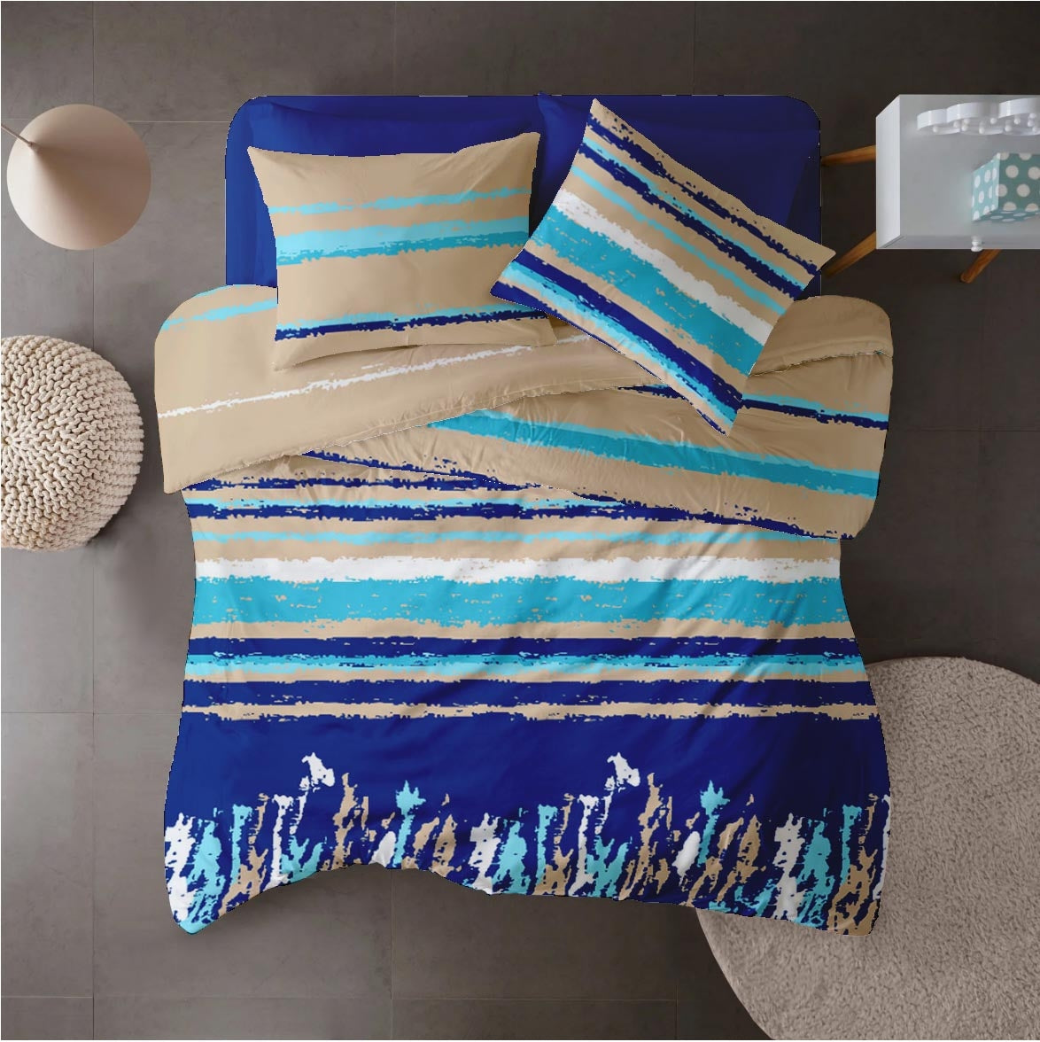 Lenjerie pat 100% bumbac Creponat, desen GRUNGE V4, cod CIU