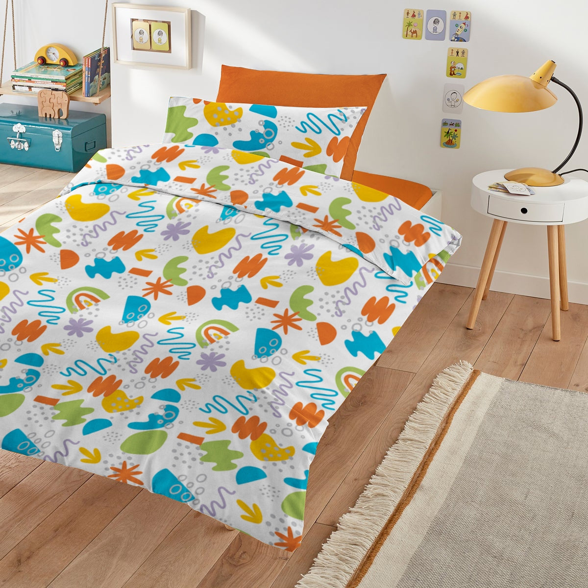 Lenjerie pat 100% bumbac Creponat, desen KINDERGARTEN BLUE