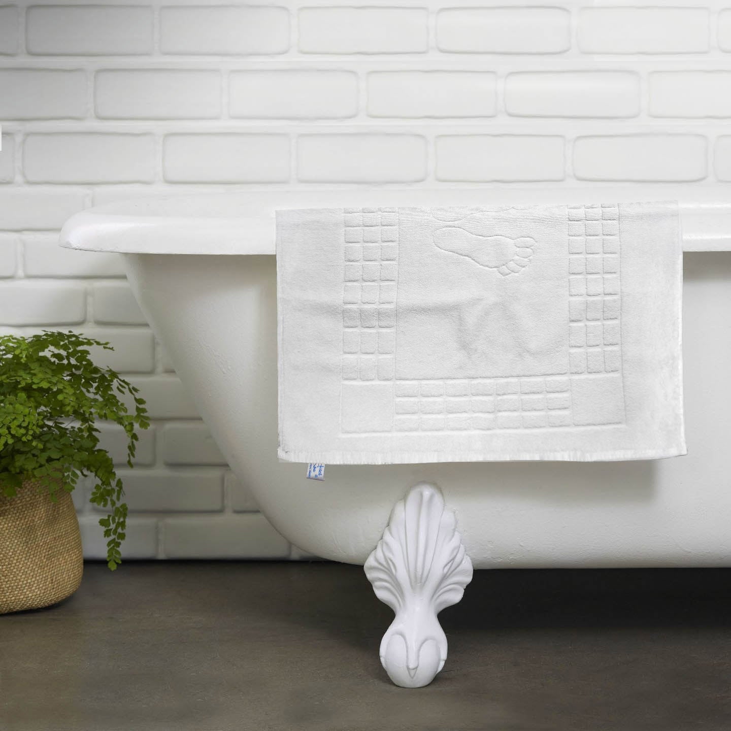 Covoras baie 100% bumbac, model Mozaic Border cu talpi