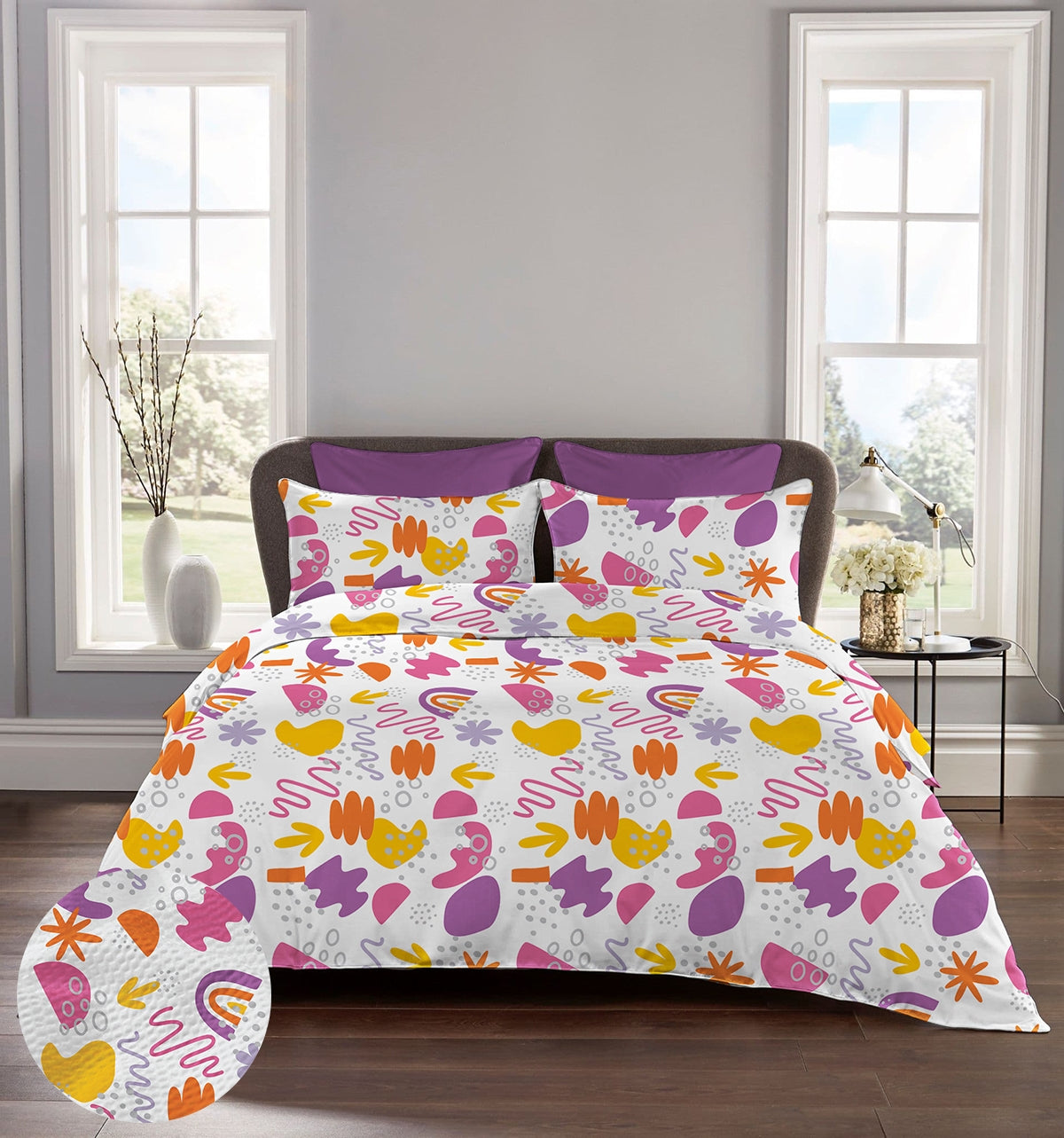 Lenjerie pat 100% bumbac Renforce, desen KINDERGARTEN PINK