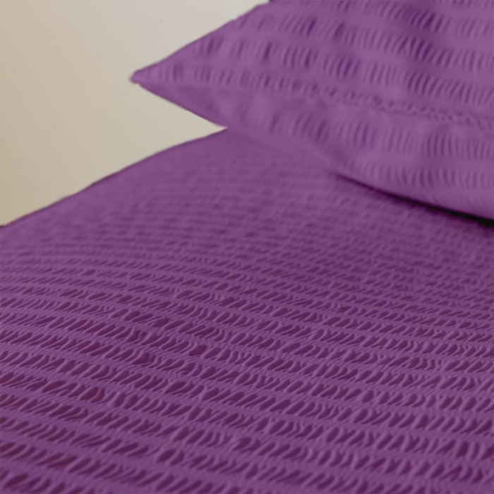 Lenjerie pat 100% bumbac Creponat, uni color Iris Orchid