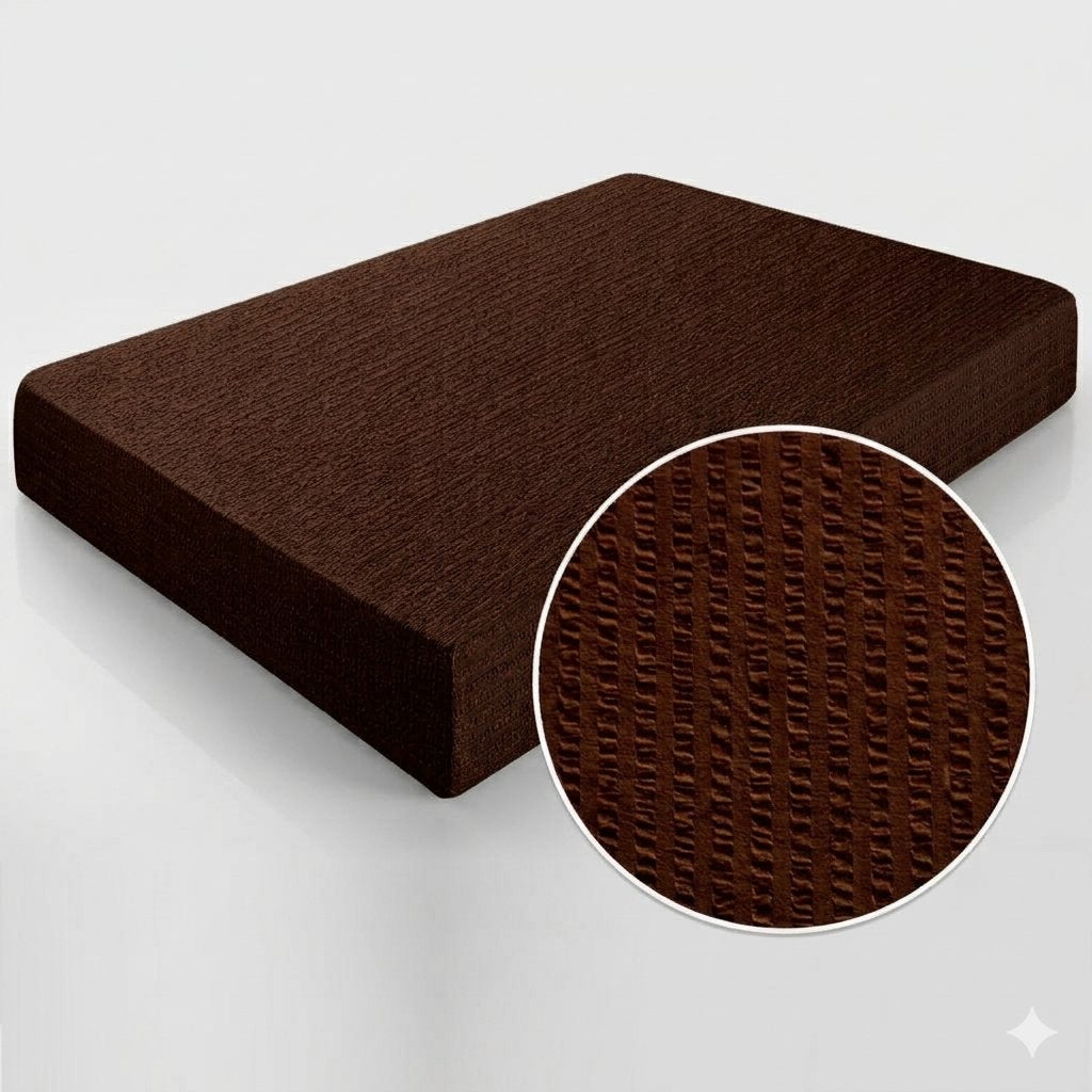 Cearceaf cu elastic 160x200cm, bumbac creponat, Moka