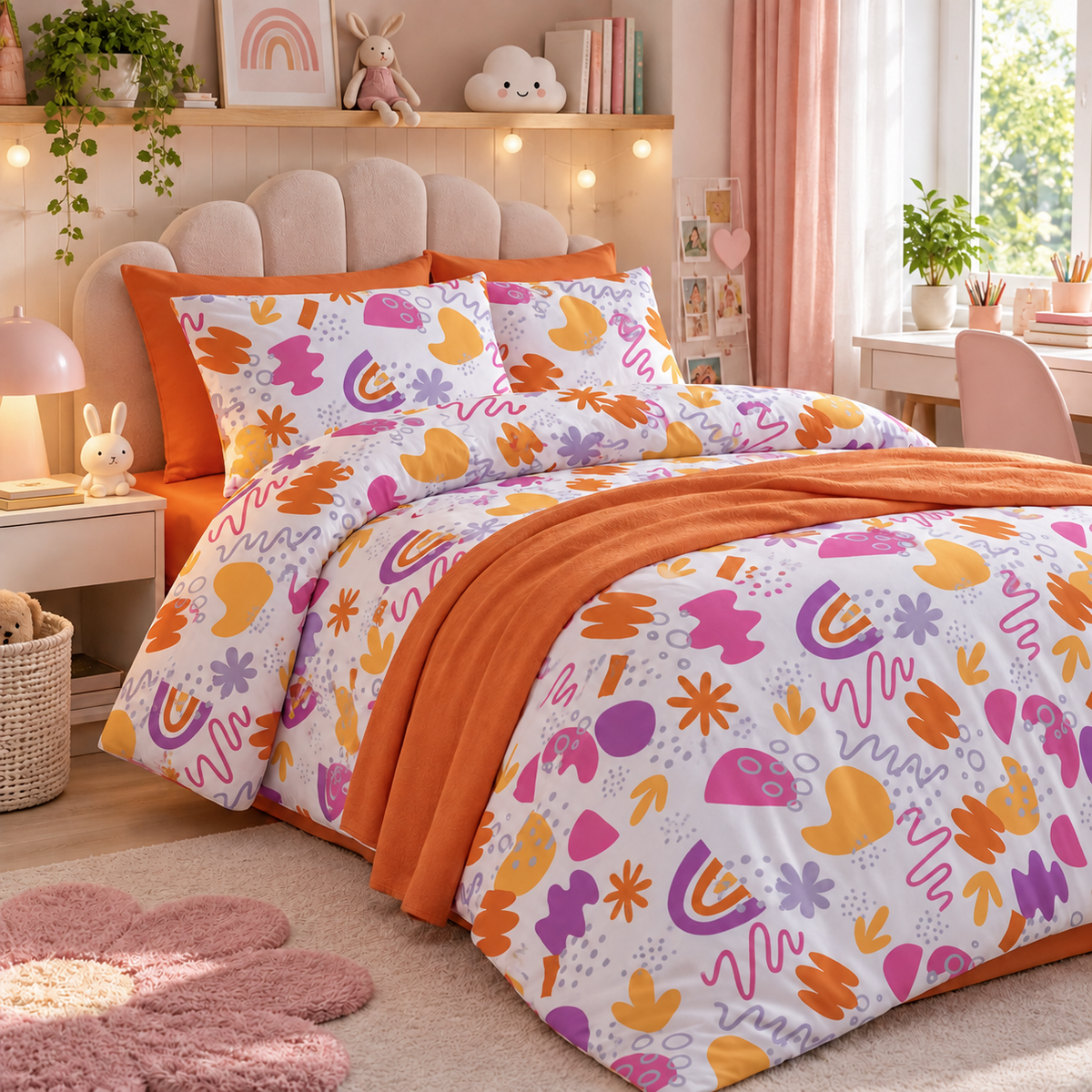 Lenjerie pat 100% bumbac Renforce, desen KINDERGARTEN PINK