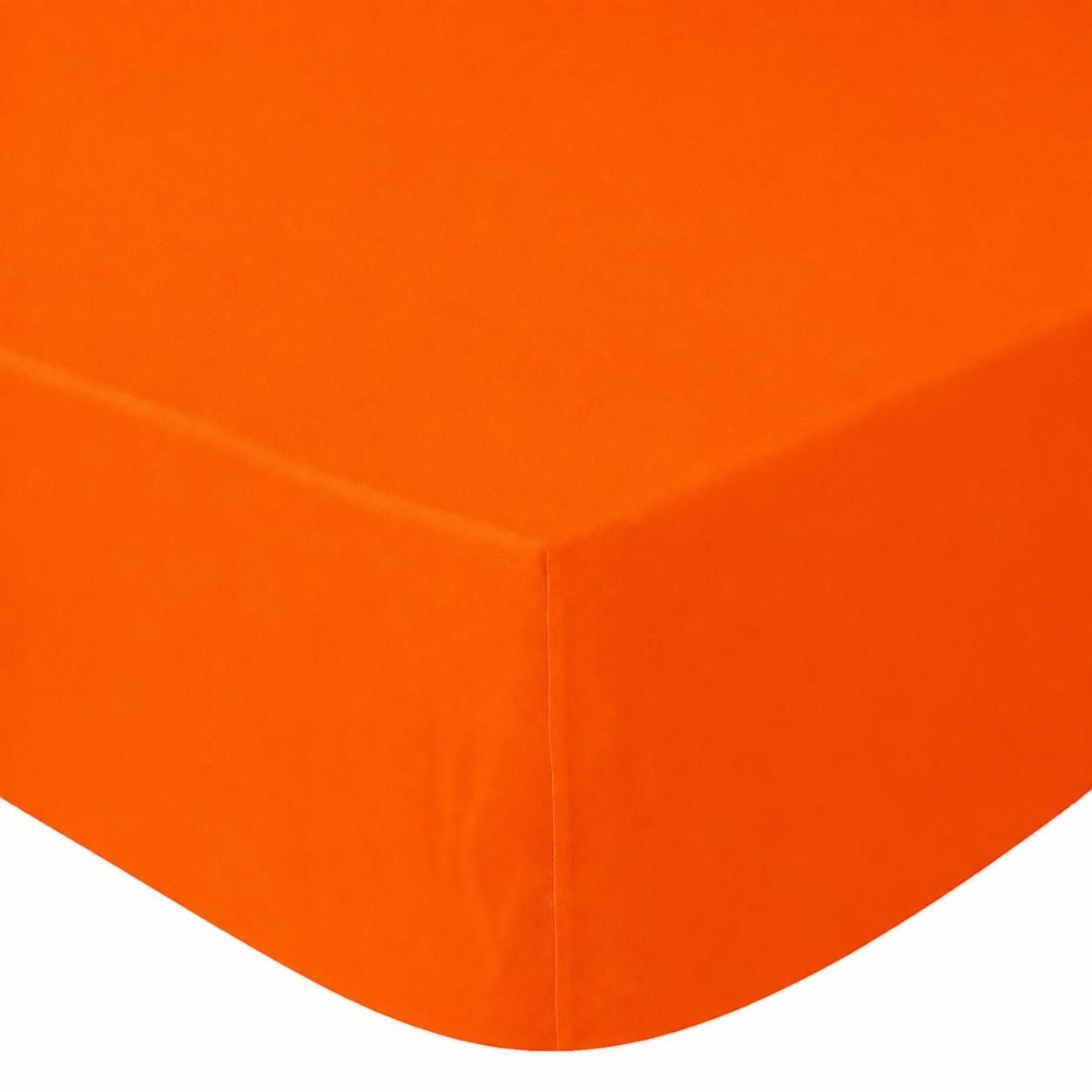 Cearceaf cu elastic, bumbac Renforce, Portocaliu Persimon